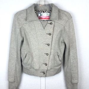 Free People Tan Cream Lightweight Moto Jacket Sz S • Cotton Blend • EUC
